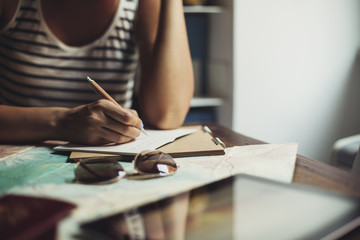 Woman Planning a Trip Abroad