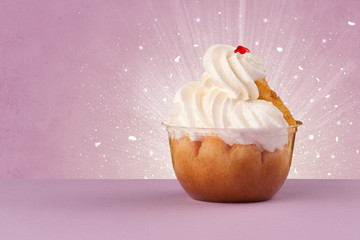 Sparkling tasteful home made cake with coloful background