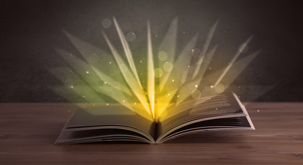 Yellow lights over book