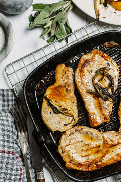 Pork chops in sage butter