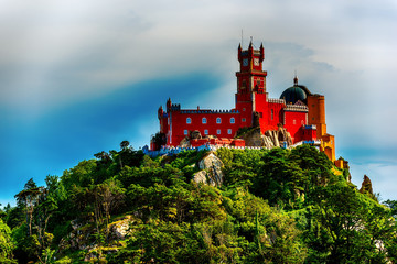 Sintra, Portugal: Pena Palace, Palace da Pena, romanticist summer residence of the monarchs of...