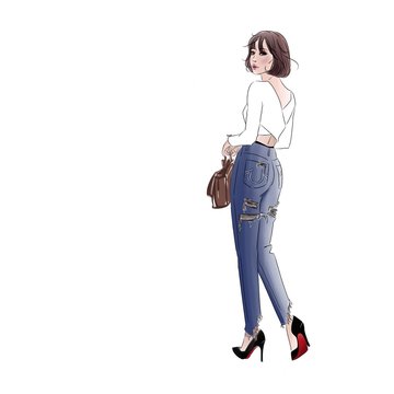 Sweet Elegant Lady in Casual Outfit Ready to Go to Work