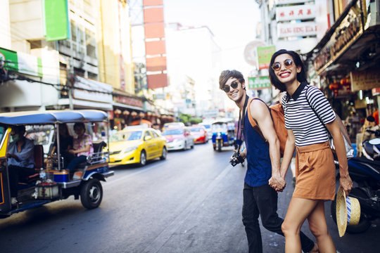 Couple Strolling Around Bangkok