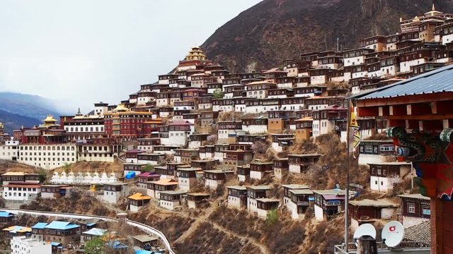 View Of Tibetan Buddhist Monastery In Baiyu, Sichuan, China