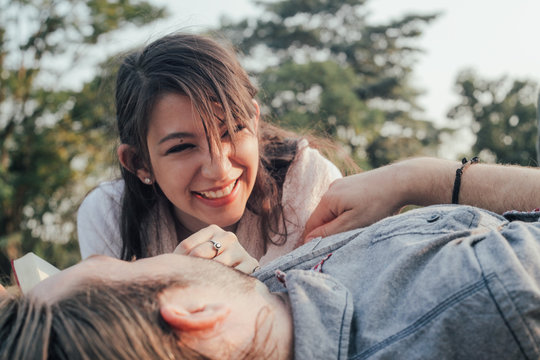 Couple enjoying their time together in a park