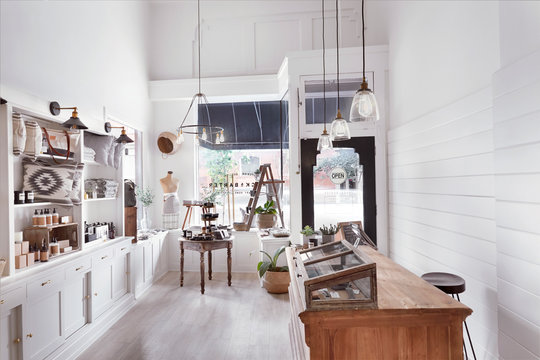 Architecture image of interior of small artisan retail store