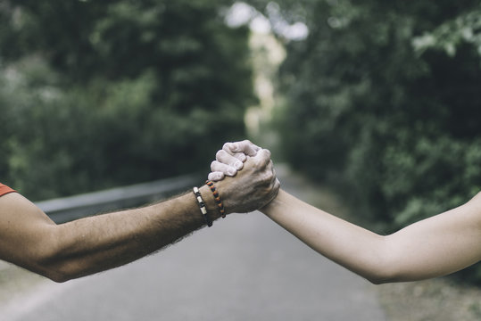 magnesium hands preparing to climb