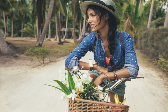 Beautiful Woman Riding a Bicycle