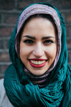 Beautiful persian woman wearing Muslim headscarf