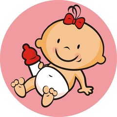 toddler, girl and bottle, vector icon, instagram