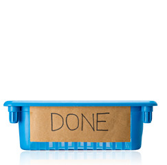 Procrastination - An empty Done tray - Overwhelmed - Isolated on white background