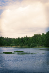Fototapeta premium Summer water landscape in Russia
