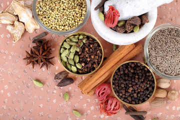 Colorful spices for garam masala indian,ingredients for garam masala , indian spices