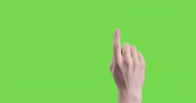13 young man hand touch gestures on green screen, 4k prores footage