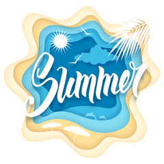 Naklejka premium Summer paper art