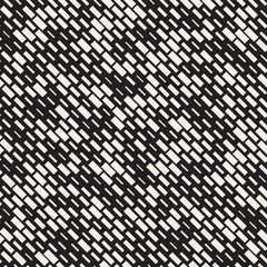 Vector Seamless Black And White Irregular Dash Rectangles. Abstract Geometric Background Design