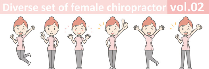 Diverse set of female chiropractor, EPS10 vol.02