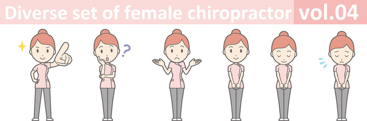 Diverse set of female chiropractor, EPS10 vol.04