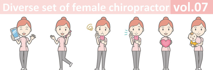 Fototapeta na wymiar Diverse set of female chiropractor, EPS10 vol.07