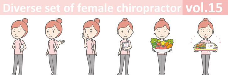Diverse set of female chiropractor, EPS10 vol.15