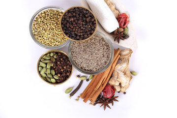 Colorful spices for garam masala indian,ingredients for garam masala , indian spices
