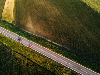 Aerial view of traffic on the road