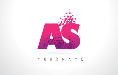 AS A S Letter Logo with Pink Purple Color and Particles Dots Design.