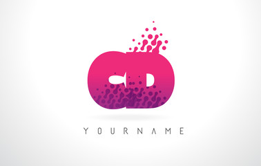 CD C D Letter Logo with Pink Purple Color and Particles Dots Design.