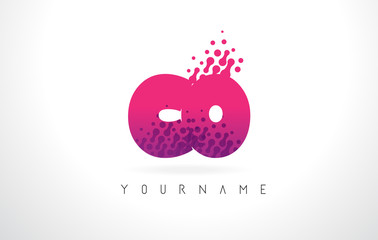 CO C O Letter Logo with Pink Purple Color and Particles Dots Design.