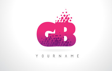 GB G B Letter Logo with Pink Purple Color and Particles Dots Design.