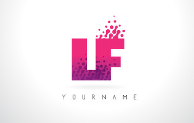 Fototapeta premium LF L F Letter Logo with Pink Purple Color and Particles Dots Design.