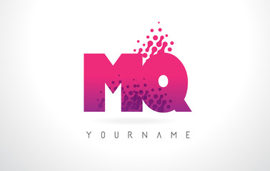 Obraz premium MQ M Q Letter Logo with Pink Purple Color and Particles Dots Design.