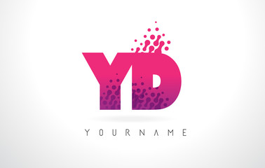 YD Y D Letter Logo with Pink Purple Color and Particles Dots Design.