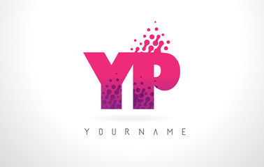 YP Y P Letter Logo with Pink Purple Color and Particles Dots Design.