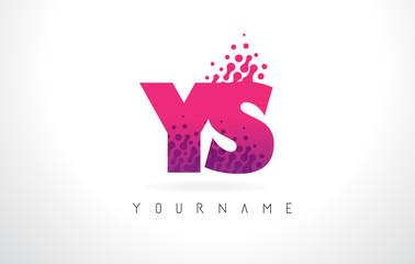 YS Y S Letter Logo with Pink Purple Color and Particles Dots Design.