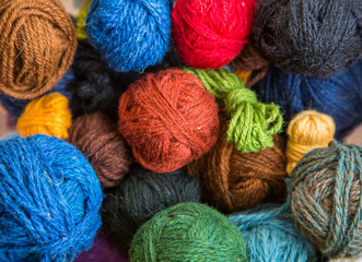 A beautiful lot of colorful yarn balls