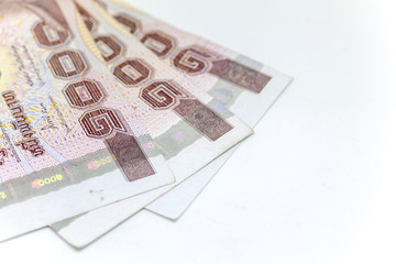 Thai currency in background and isolated, Thai bath cash