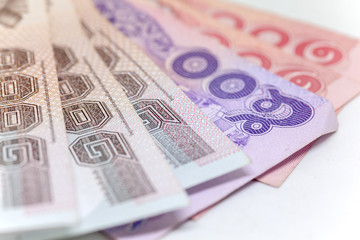 Thai currency in background and isolated, Thai bath cash
