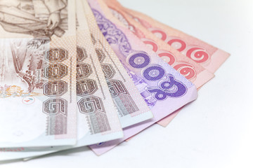 Thai currency in background and isolated, Thai bath cash