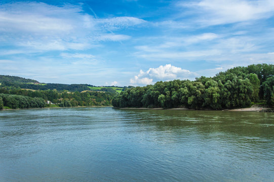 Panoramic view of the Danube Valley, border between Austria and Germany