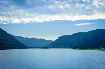 Panoramic view of the Danube Valley, border between Austria and Germany