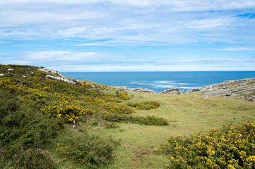 Idyllic panorama view of cliffs in Asturias, Camino de Santiago, Spain