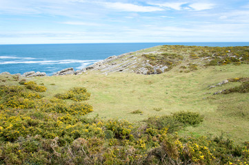 Idyllic panorama view of cliffs in Asturias, Camino de Santiago, Spain