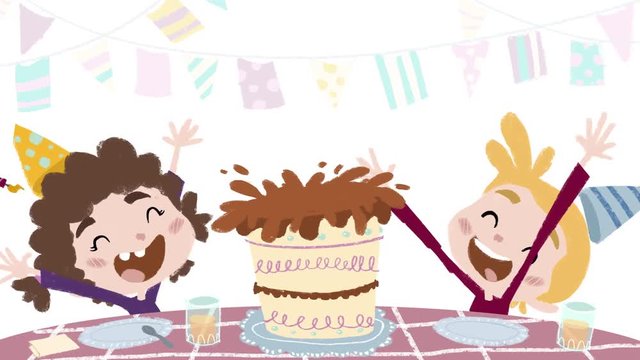 niños celebrando un cumpleaños con pastel