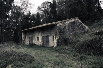 Fototapeta na wymiar Old abandoned house, left and broken