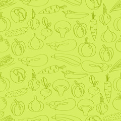 Vector background seamless pattern of colorful vegetables