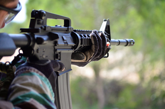 Soldier aiming