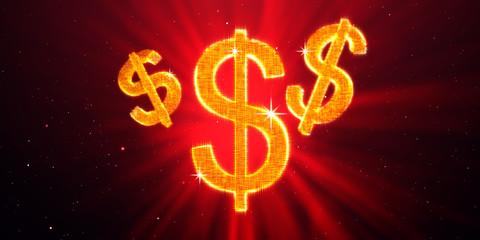 Dollar sign with backlight background