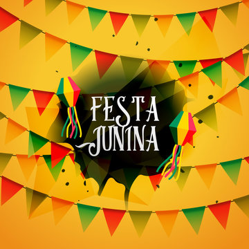 festa junina background with colorful garlands