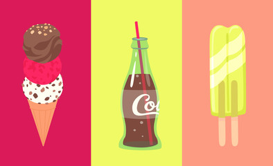 Summer party. Ice-cream and cola.